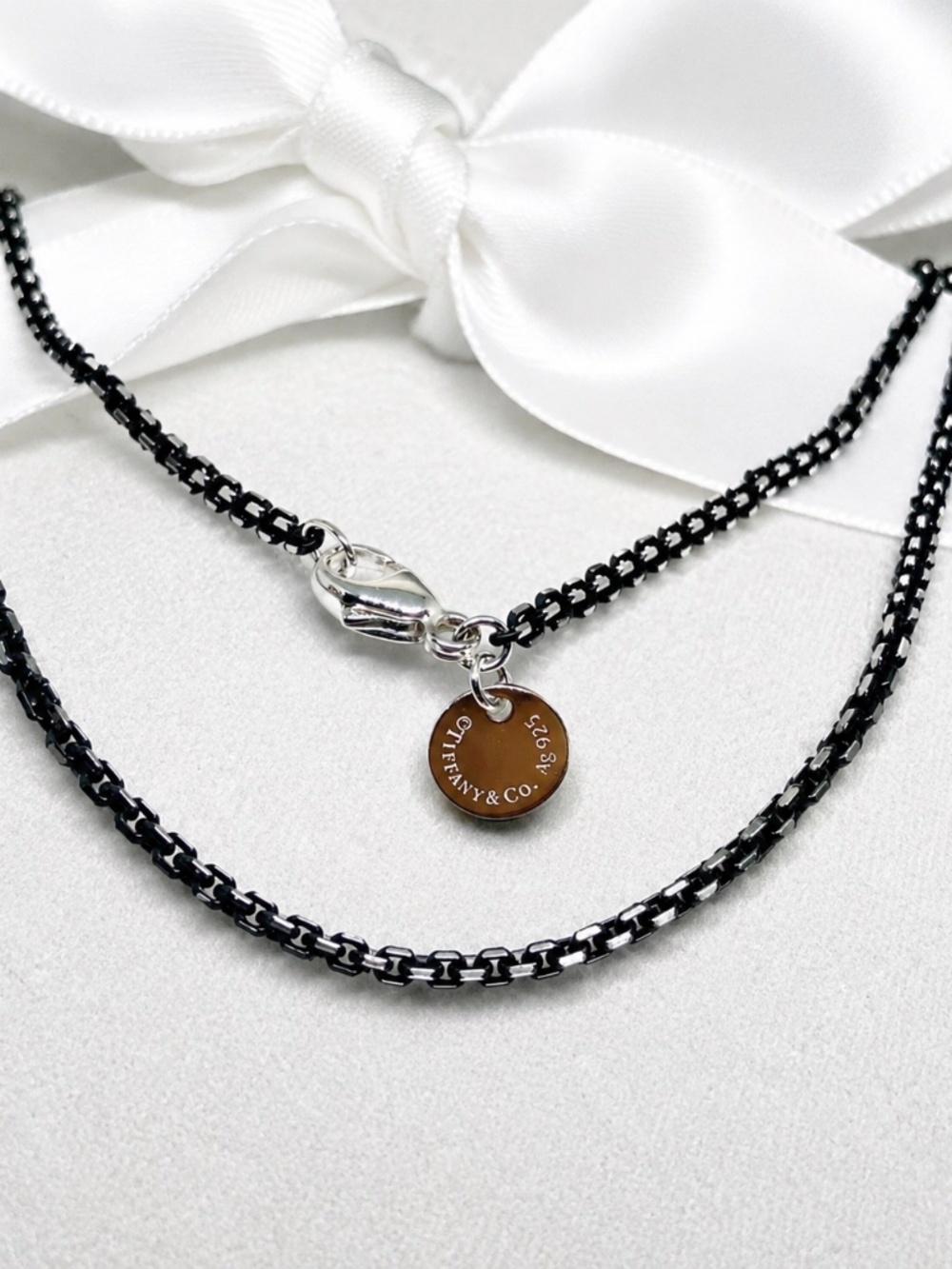 Tiffany & Co. Black Enamel Coated Sparkle 18”  Chain Necklace Box Sold out